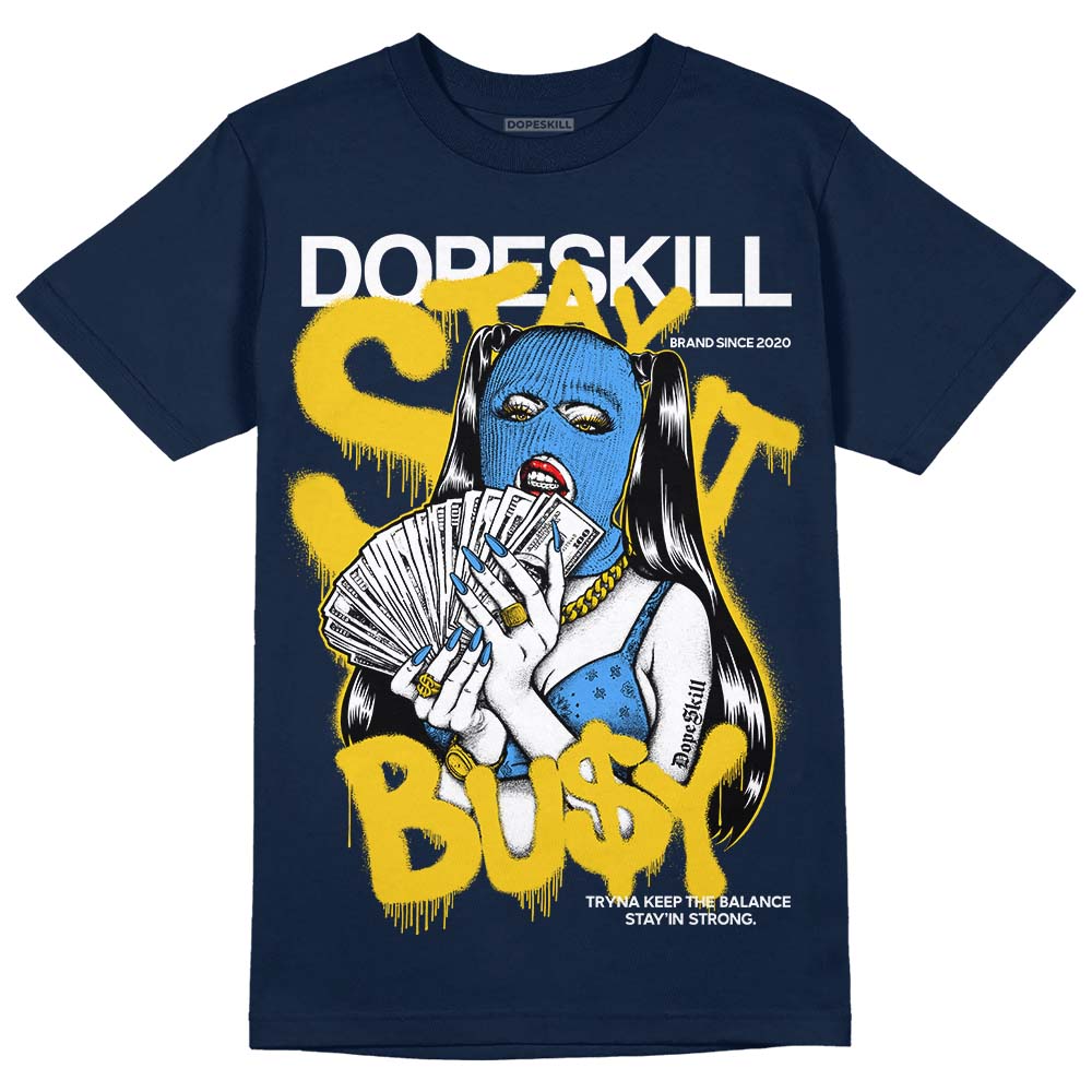 Dunk Low Vintage “Michigan” DopeSkill Midnight Navy T-Shirt Stay It Busy Graphic Streetwear 