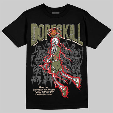 Travis Scott x Jordan 1 Medium Olive DopeSkill T-Shirt Thunder Dunk Graphic Streetwear - Black