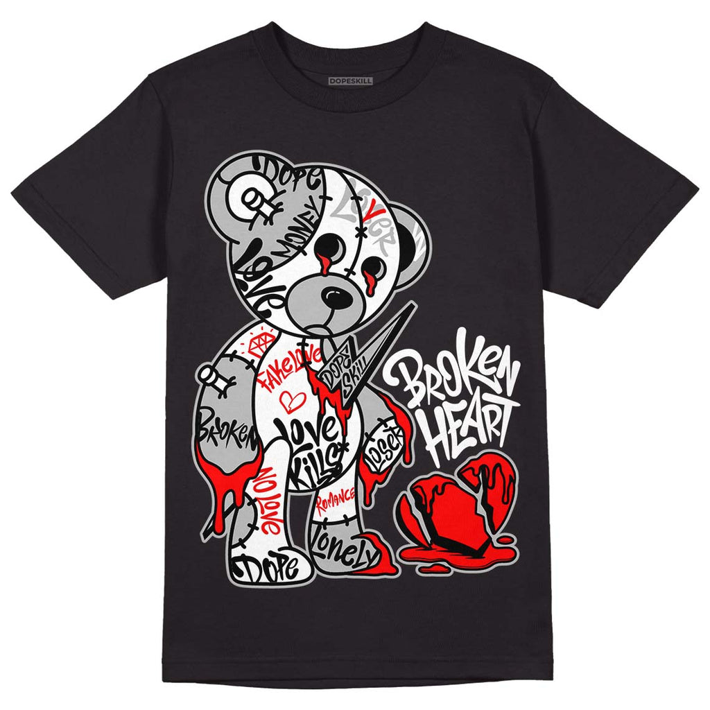 Dunk Low Panda White Black DopeSkill T-Shirt Broken Heart Graphic Streetwear - Black
