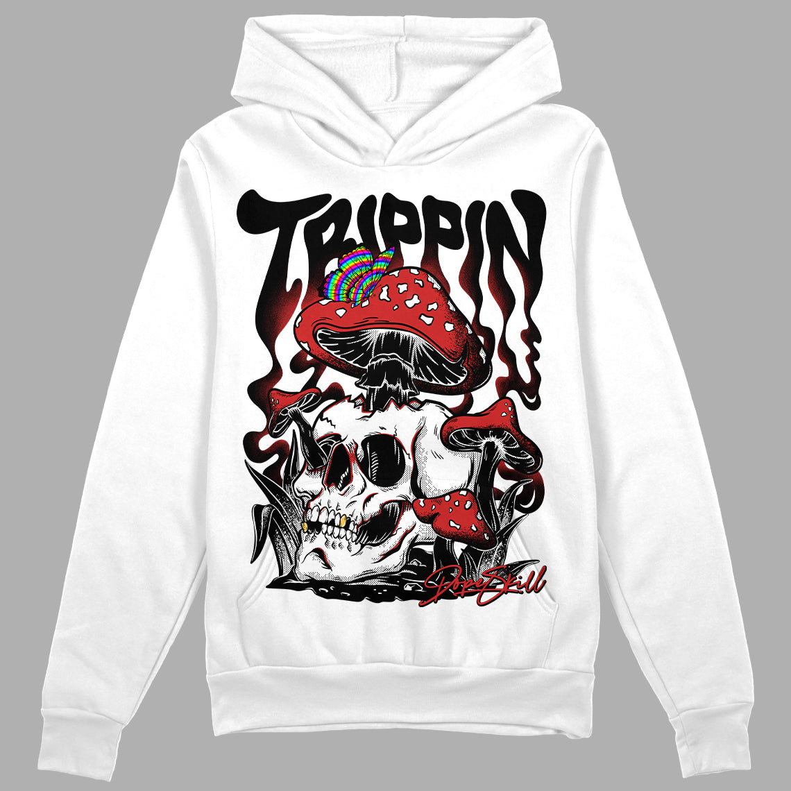 Jordan 1 High OG “Black/White” DopeSkill Hoodie Sweatshirt Trippin Graphic Streetwear - White 