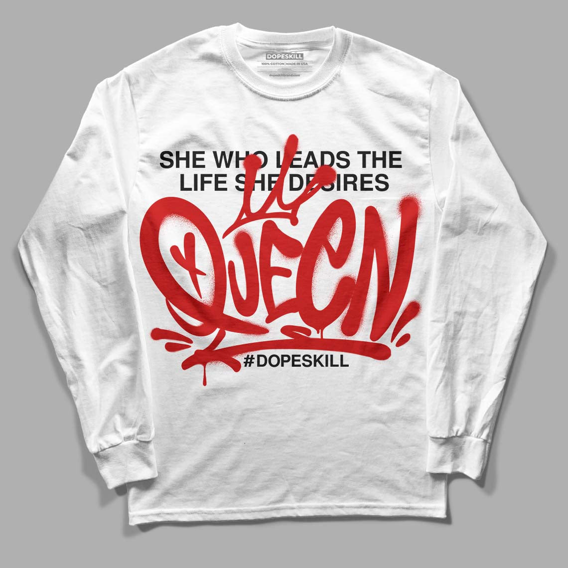 Jordan 1 Retro Low "Black Toe" DopeSkill Long Sleeve T-Shirt Queen Graphic Streetwear - White