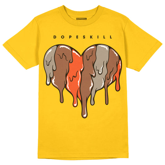 Yellow Sneakers DopeSkill Gold T-shirt Slime Drip Heart Graphic Streetwear