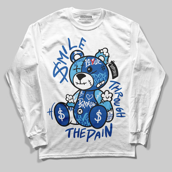 Jordan 12 “Blueberry” DopeSkill Long Sleeve T-Shirt Smile Through The Pain Graphic Streetwear - White