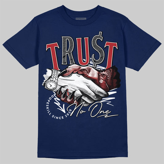 Jordan 6 Retro 'White And Midnight Navy' DopeSkill Navy T-shirt Trust No One Graphic Streetwear