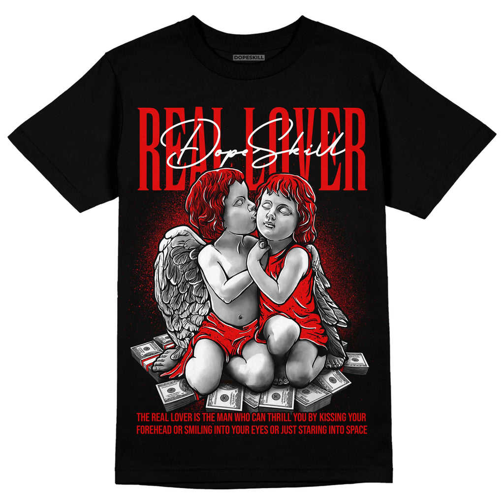 Jordan 4 Retro Red Cement DopeSkill T-Shirt Real Lover Graphic Streetwear - Black