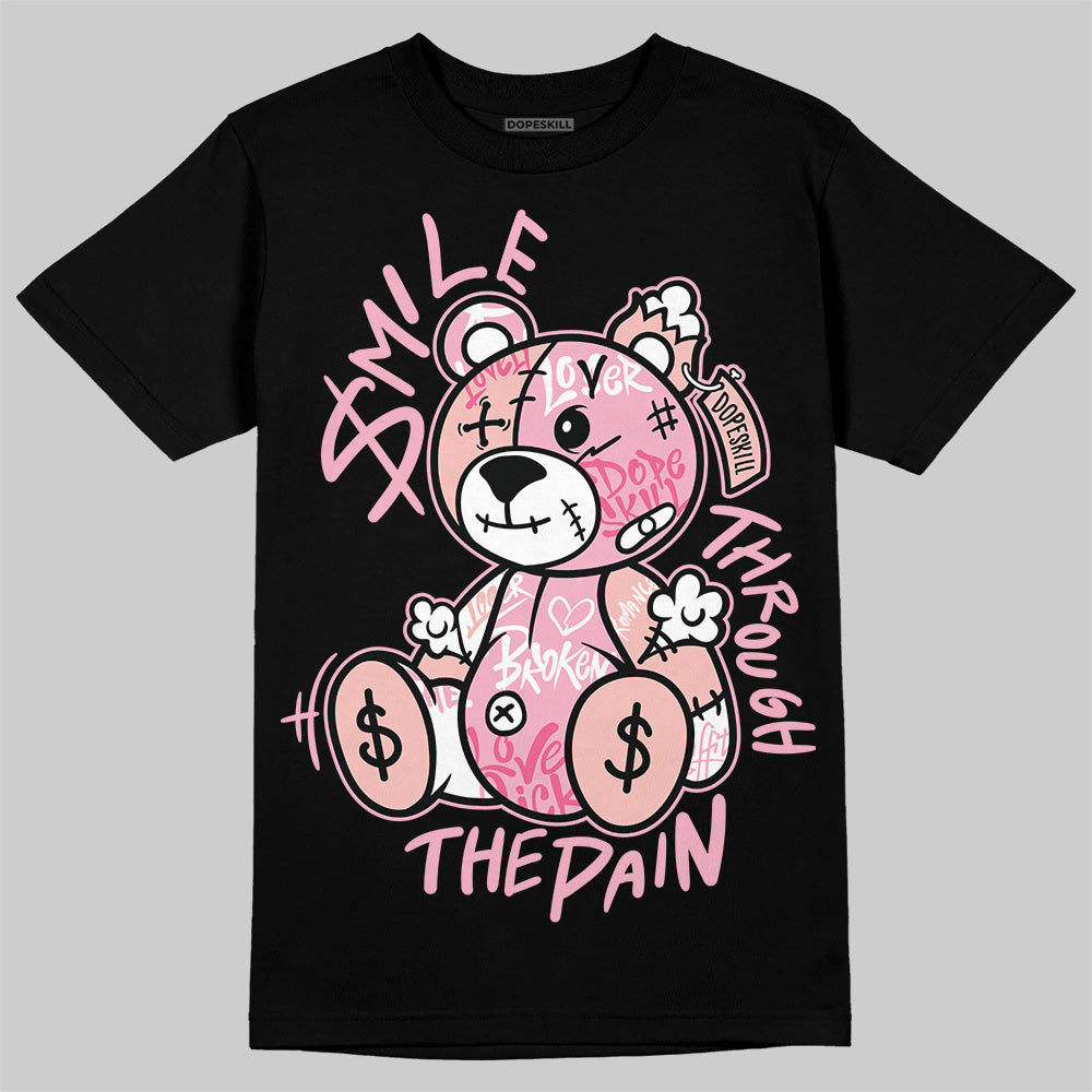 AMIRI White & Pink Stars Court Sneakers DopeSkill T-Shirt Smile Through The Pain Graphic Streetwear - Black