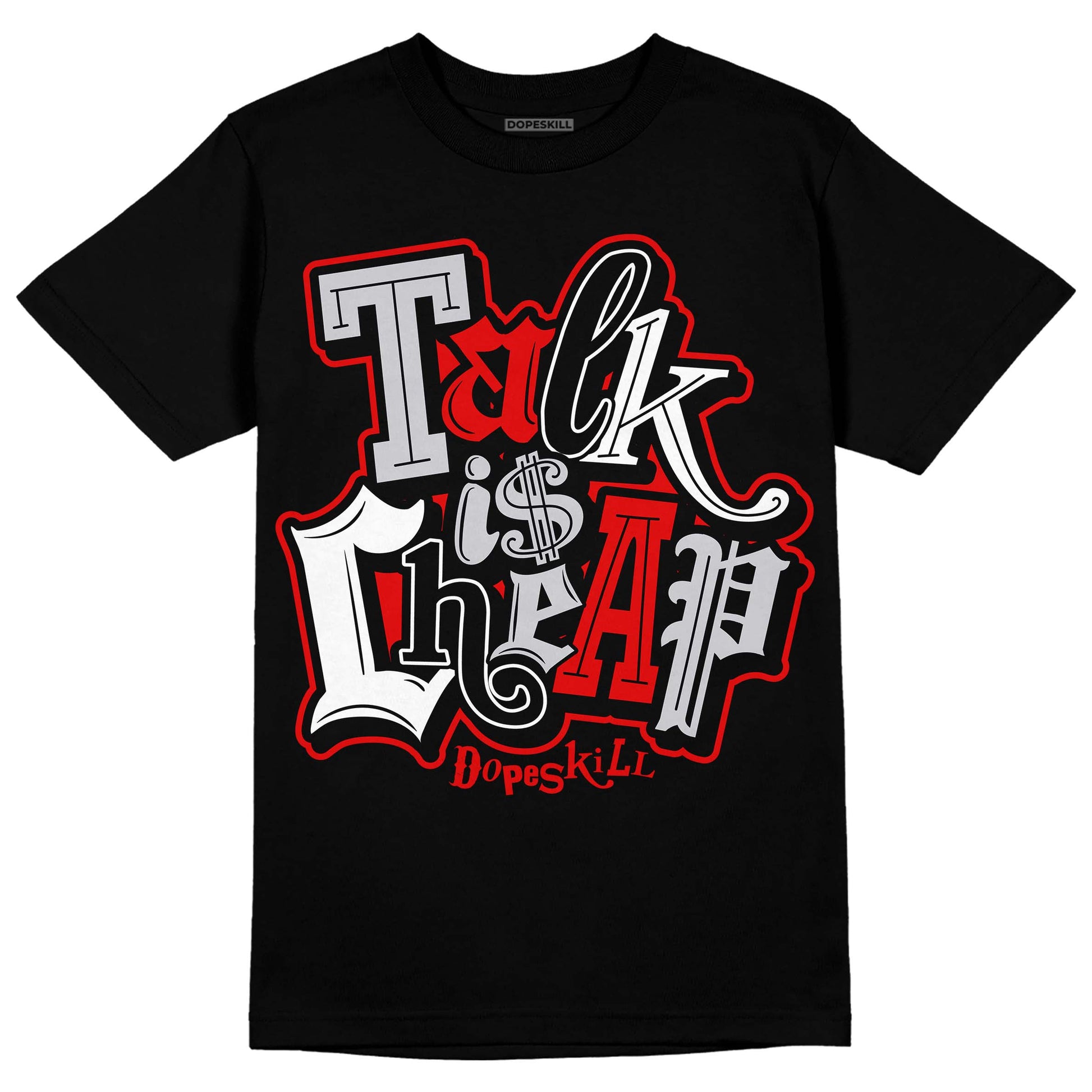 Jordan 2 Retro "Black Cement" DopeSkill T-Shirt Talk Is Chip Graphic Streetwear - Black