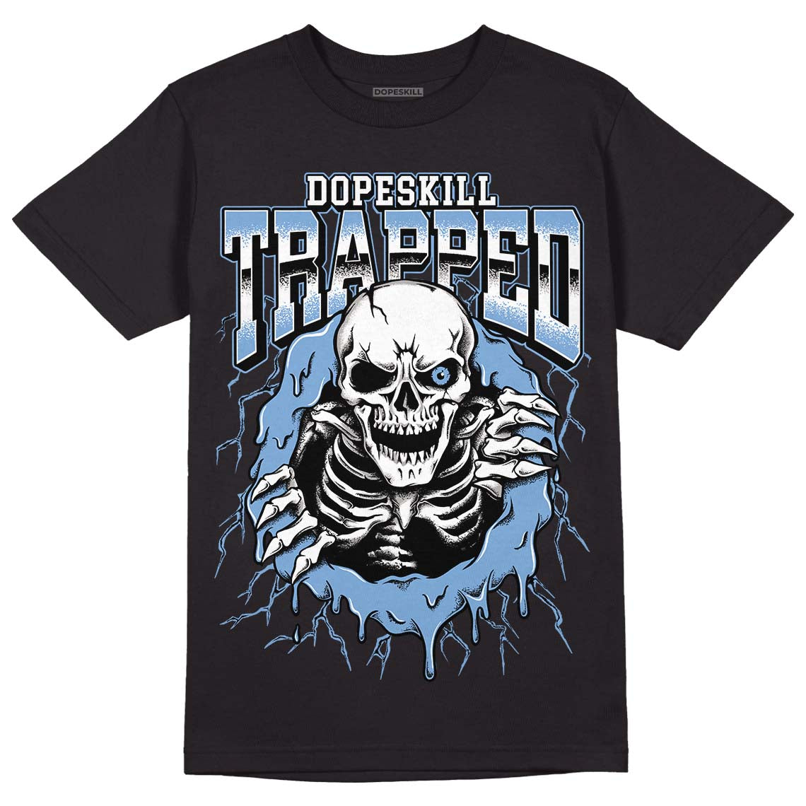 Jordan 5 Retro University Blue DopeSkill T-Shirt Trapped Halloween Graphic Streetwear - Black