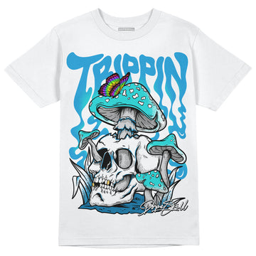 Jordan 4 Retro Military Blue DopeSkill T-Shirt Trippin Graphic Streetwear - White