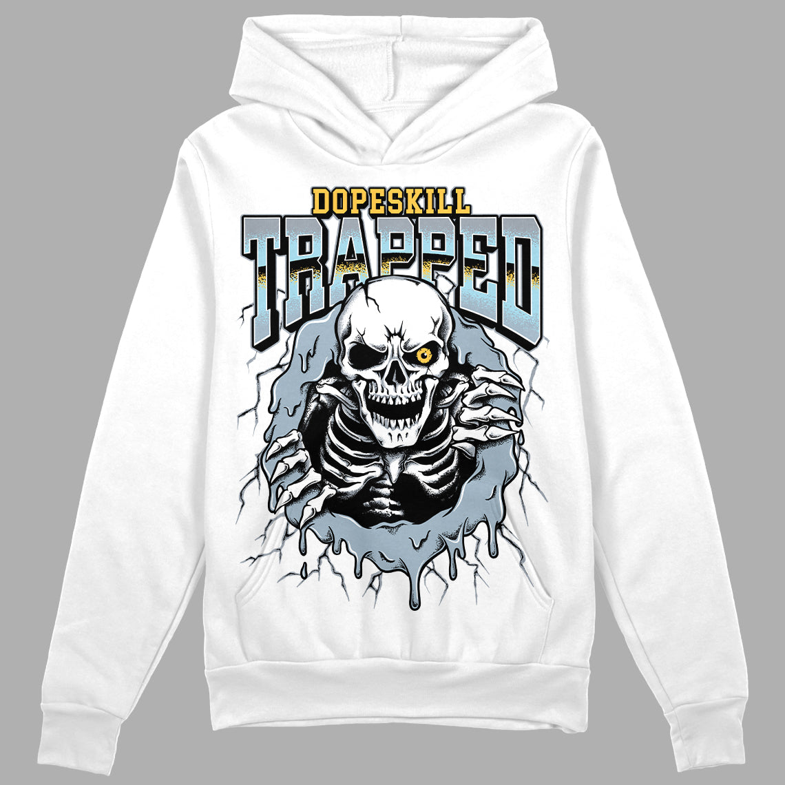 Jordan 13 “Blue Grey” DopeSkill Hoodie Sweatshirt Trapped Halloween Graphic Streetwear - White 