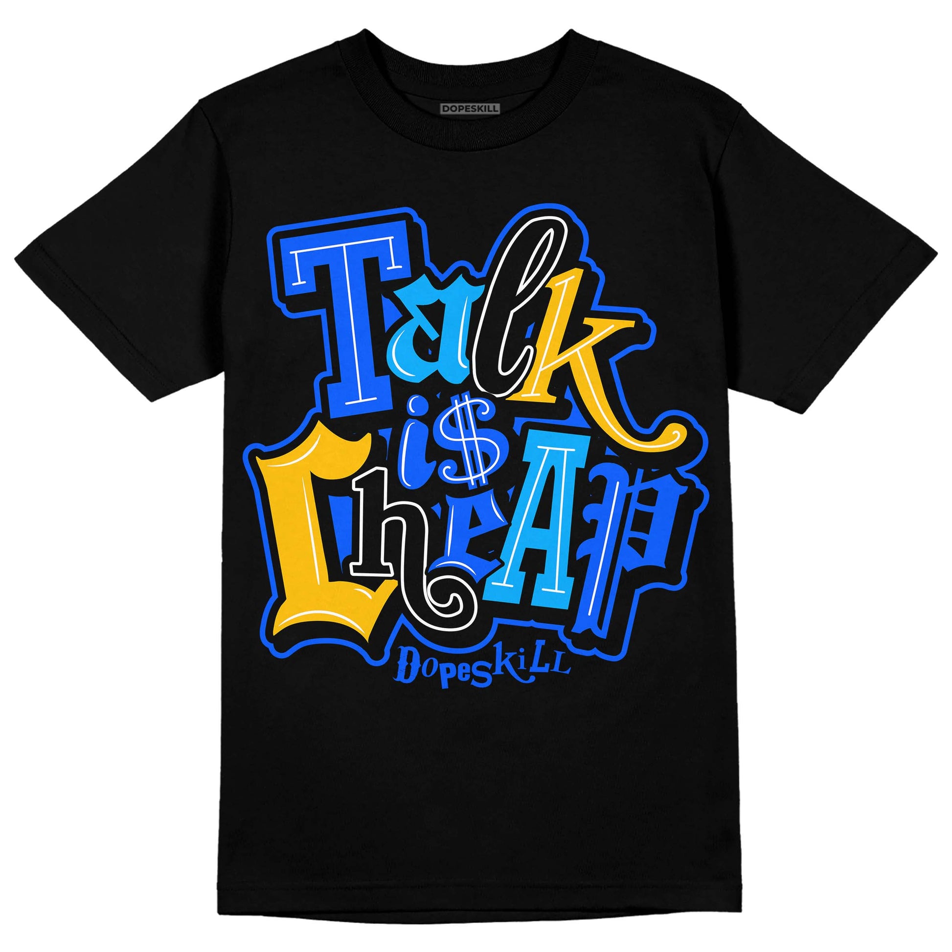 Royal Blue Sneakers DopeSkill T-Shirt Talk Is Chip Graphic Streetwear - Black