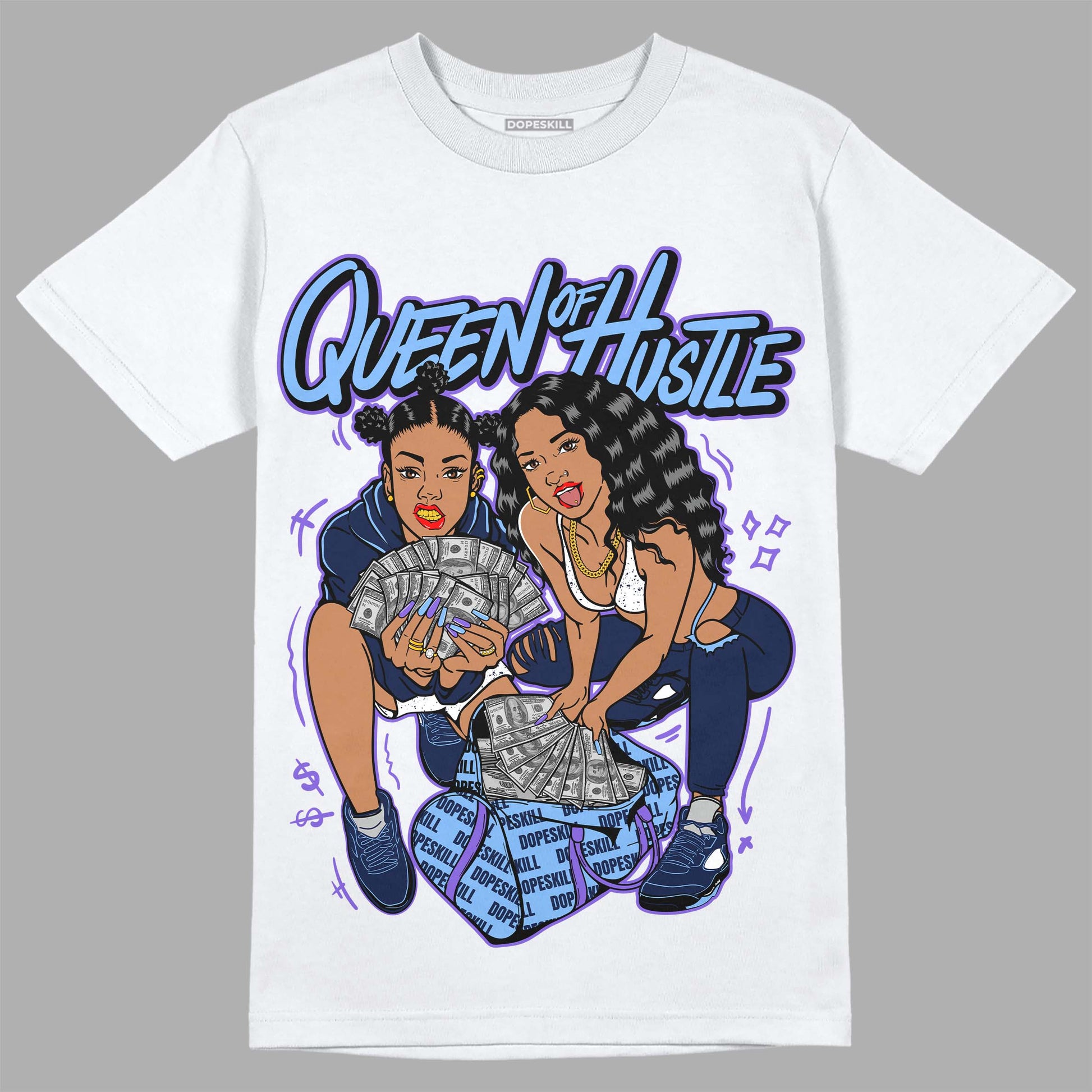 Jordan 5 SE “Georgetown” DopeSkill T-Shirt Queen Of Hustle Graphic Streetwear