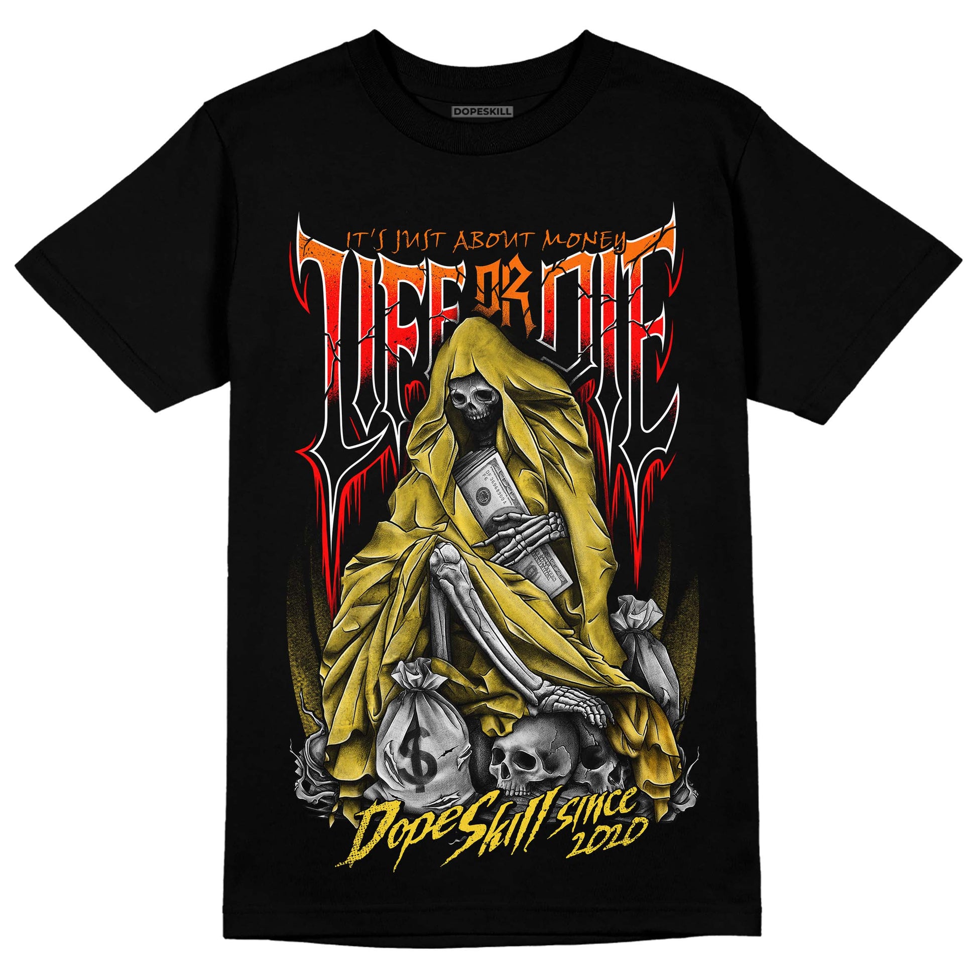 Jordan 4 Thunder DopeSkill T-Shirt Life or Die Graphic Streetwear - Black