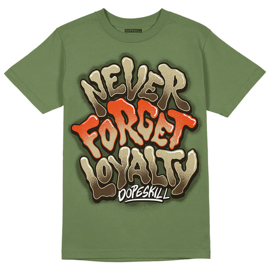 Olive Sneakers DopeSkill Olive T-shirt Never Forget Loyalty Graphic Streetwear