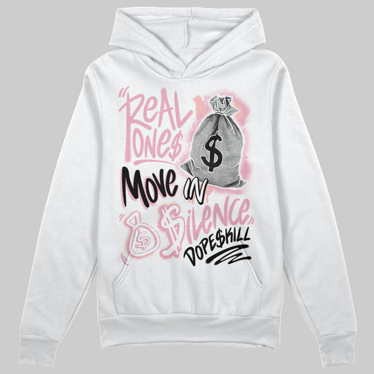 AMIRI White & Pink Stars Court Sneakers DopeSkill Hoodie Sweatshirt Real Ones Move In Silence Graphic Streetwear - White