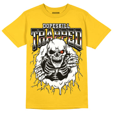 Jordan 4 Retro “Vivid Sulfur” DopeSkill Yellow T-shirt Trapped Halloween Graphic Streetwear 