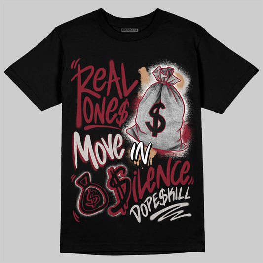 Adidas SAMBA OG ‘Collegiate Burgundy’ DopeSkill T-Shirt Real Ones Move In Silence Graphic Streetwear - Black