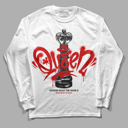 Jordan 1 Retro Low "Black Toe" DopeSkill Long Sleeve T-Shirt Queen Chess Graphic Streetwear - White