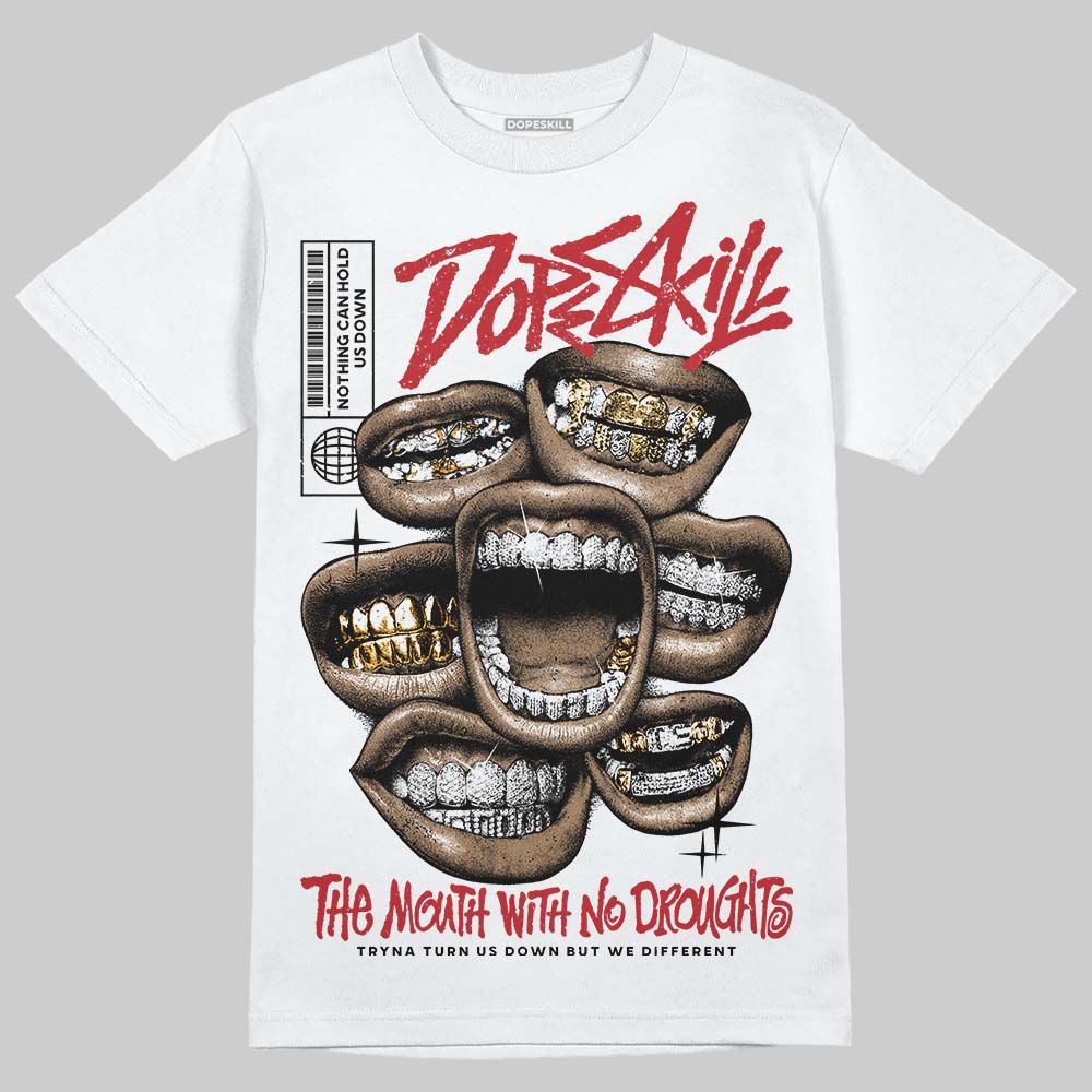 Jordan 5 Retro Fire Red Black Tongue (2025) DopeSkill T-Shirt The Mouth With No Droughts Graphic Streetwear - White 