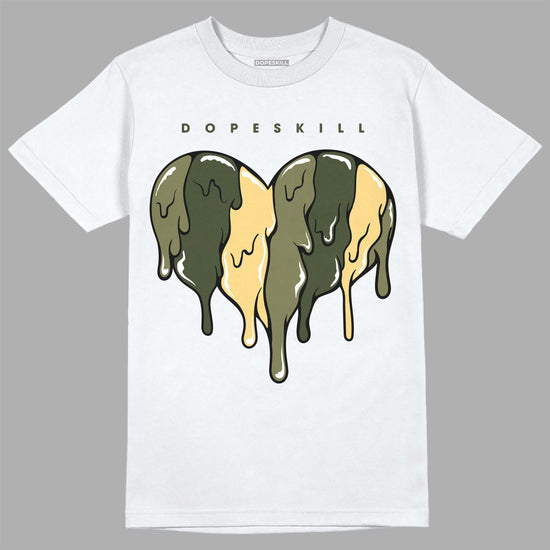 Jordan 4 Retro SE Craft Medium Olive DopeSkill T-Shirt Slime Drip Heart Graphic Streetwear - White 