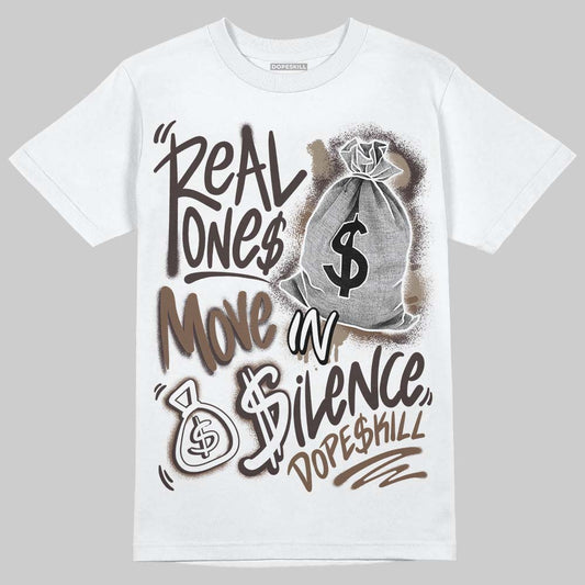 SoleFly x Air Jordan 12 Retro SP 'Cafecito/Baroque Brown' DopeSkill T-Shirt Real Ones Move In Silence Graphic Streetwear - White