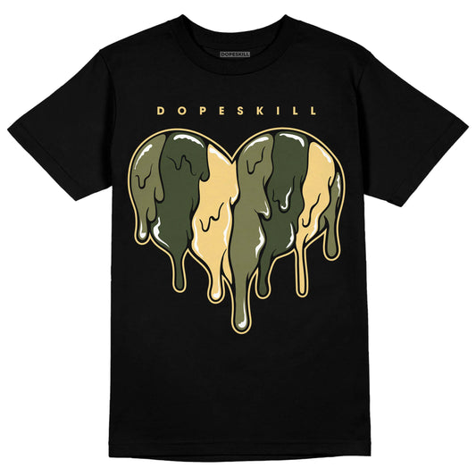Jordan 4 Retro SE Craft Medium Olive DopeSkill T-Shirt Slime Drip Heart Graphic Streetwear - Black