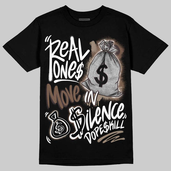 SoleFly x Air Jordan 12 Retro SP 'Cafecito/Baroque Brown' DopeSkill T-Shirt Real Ones Move In Silence Graphic Streetwear - Black