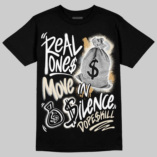 Jordan 5 Retro Reverse Metallic DopeSkill T-Shirt Real Ones Move In Silence Graphic Streetwear - Black