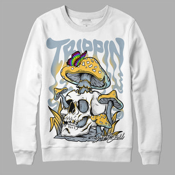 Jordan 13 “Blue Grey” DopeSkill Sweatshirt Trippin Graphic Streetwear - White 