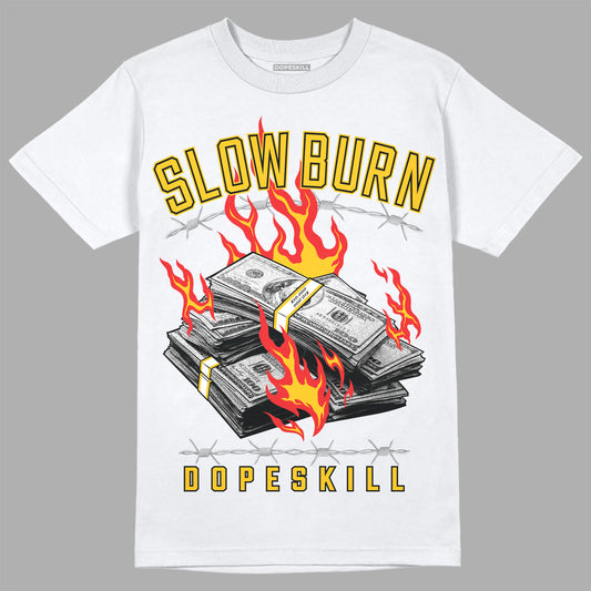 Yellow Sneakers DopeSkill T-Shirt Slow Burn Graphic Streetwear - White