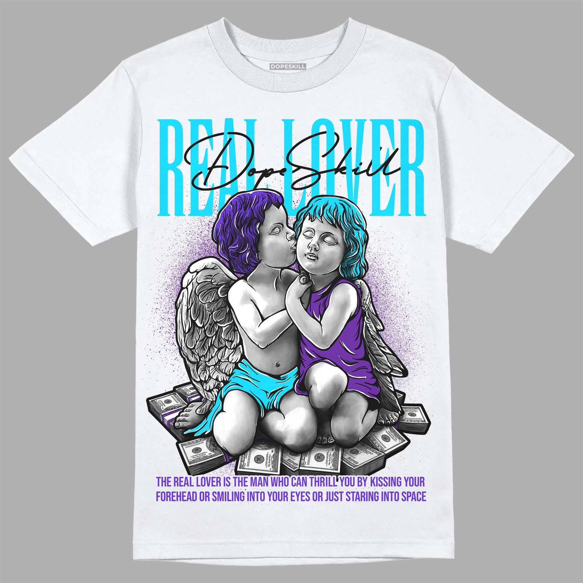 Jordan 6 "Aqua" DopeSkill T-Shirt Real Lover Graphic Streetwear - White 