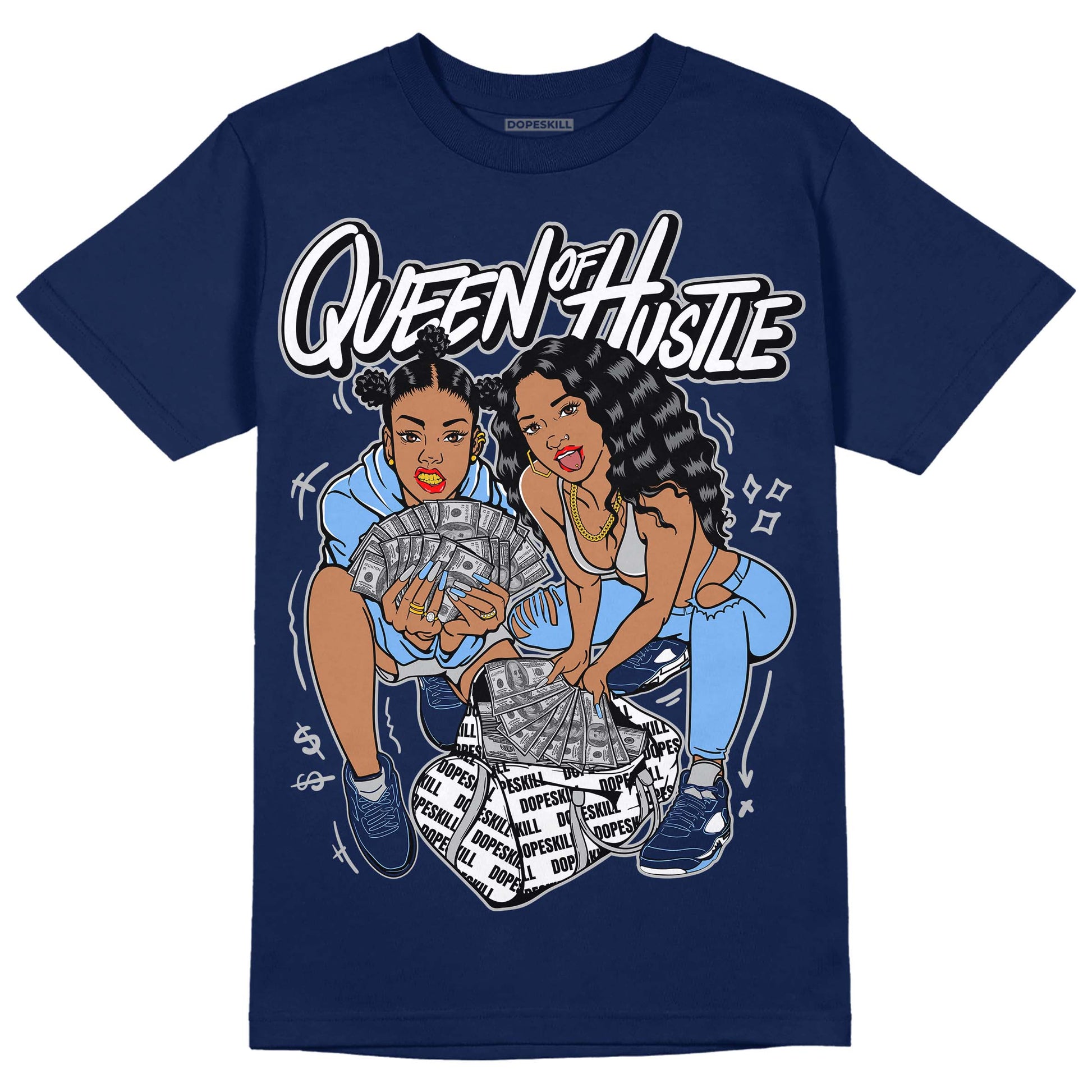 Jordan 5 Midnight Navy DopeSkill Navy T-Shirt Queen Of Hustle Graphic Streetwear