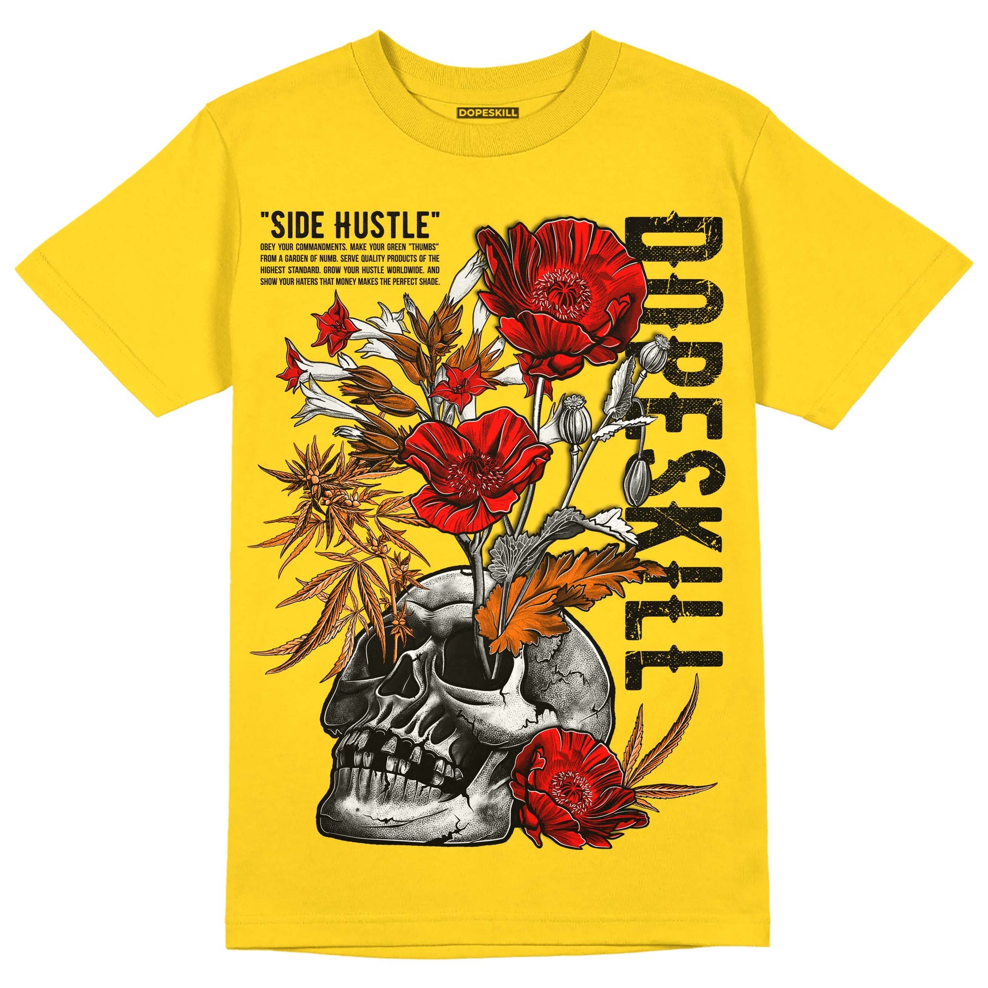 Jordan 4 Thunder DopeSkill T-Shirt Side Hustle Graphic Streetwear -  Tour Yellow