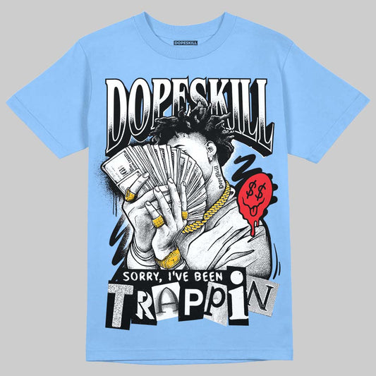 Vans Knu Stack Vintage Satin Dream Blue DopeSkill Blue T-shirt Sorry I've Been Trappin Graphic Streetwear