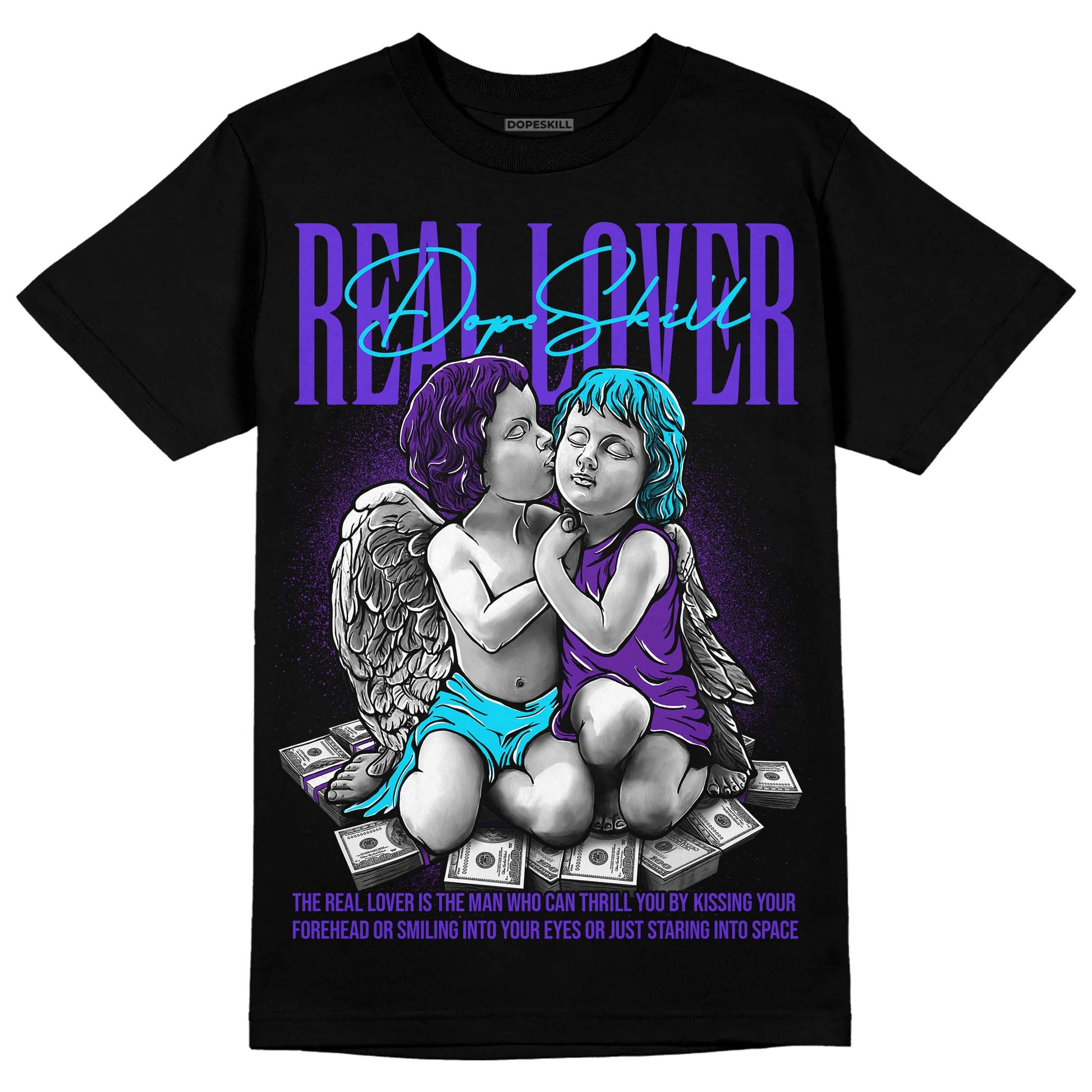 Jordan 6 "Aqua" DopeSkill T-Shirt Real Lover Graphic Streetwear - Black 