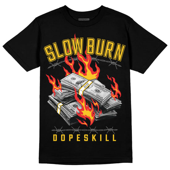 Yellow Sneakers DopeSkill T-Shirt Slow Burn Graphic Streetwear - Black