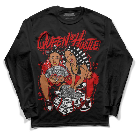 Jordan 1 Retro Low "Black Toe" DopeSkill Long Sleeve T-Shirt Queen Of Hustle Graphic Streetwear - Black