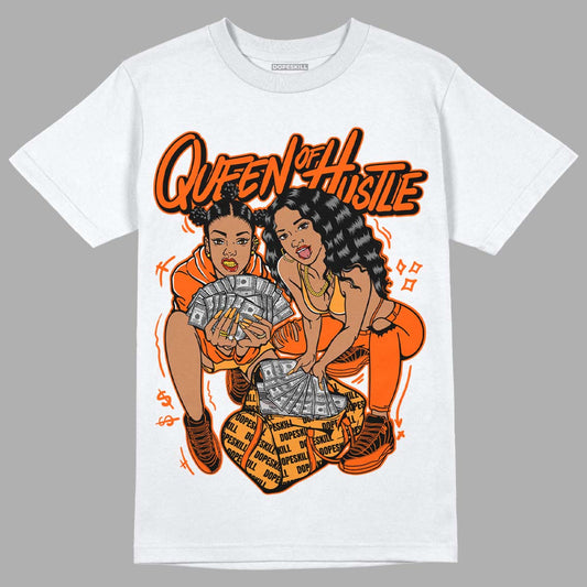 Jordan 12 Retro Brilliant Orange DopeSkill T-Shirt Queen Of Hustle Graphic Streetwear - White