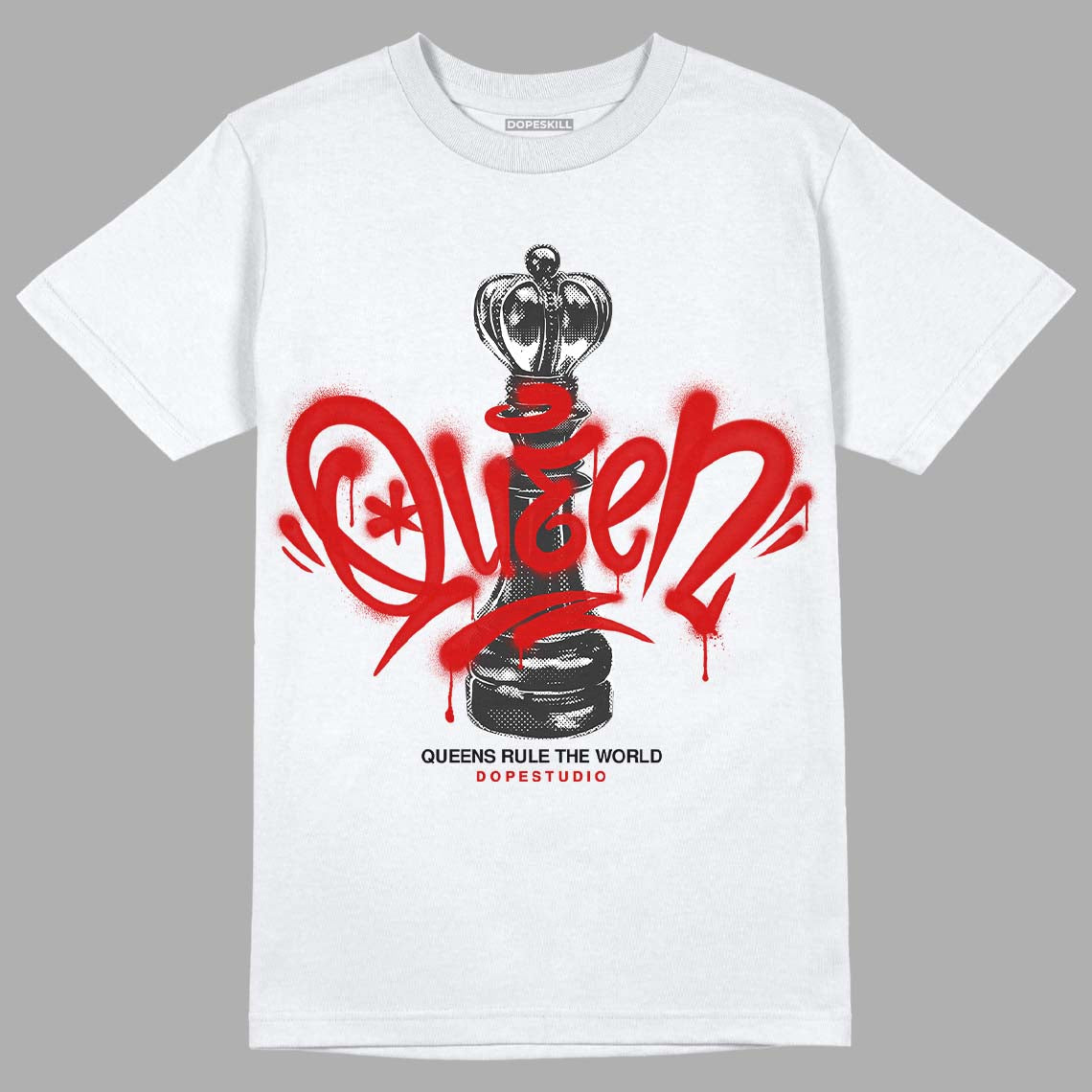 Jordan 1 Retro Low "Black Toe" DopeSkill T-Shirt Queen Chess Graphic Streetwear - White