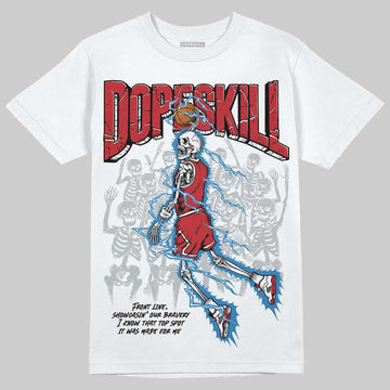 Jordan 5 Retro Fire Red Black Tongue (2025) DopeSkill T-Shirt Thunder Dunk Graphic Streetwear - White 