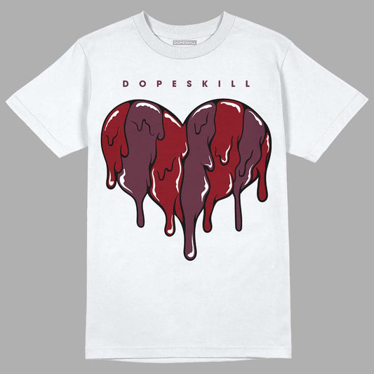 Jordan 5 Retro Burgundy (2023) DopeSkill T-Shirt Slime Drip Heart Graphic Streetwear - White