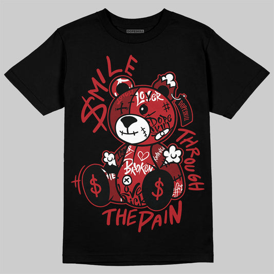 Jordan 12 Retro Flu Game (2025) DopeSkill T-Shirt Smile Through The Pain Graphic Streetwear - Black