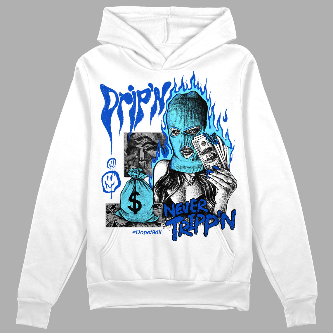 Dunk Low Argon DopeSkill Hoodie Sweatshirt Drip'n Never Tripp'n Graphic Streetwear - White