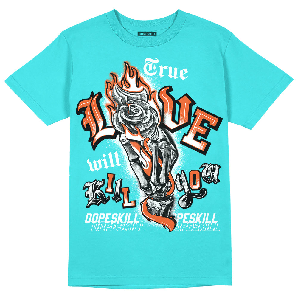 Dunk Low “Miami Dolphins” DopeSkill Tahiti Blue T-shirt True Love Will Kill You Graphic Streetwear 