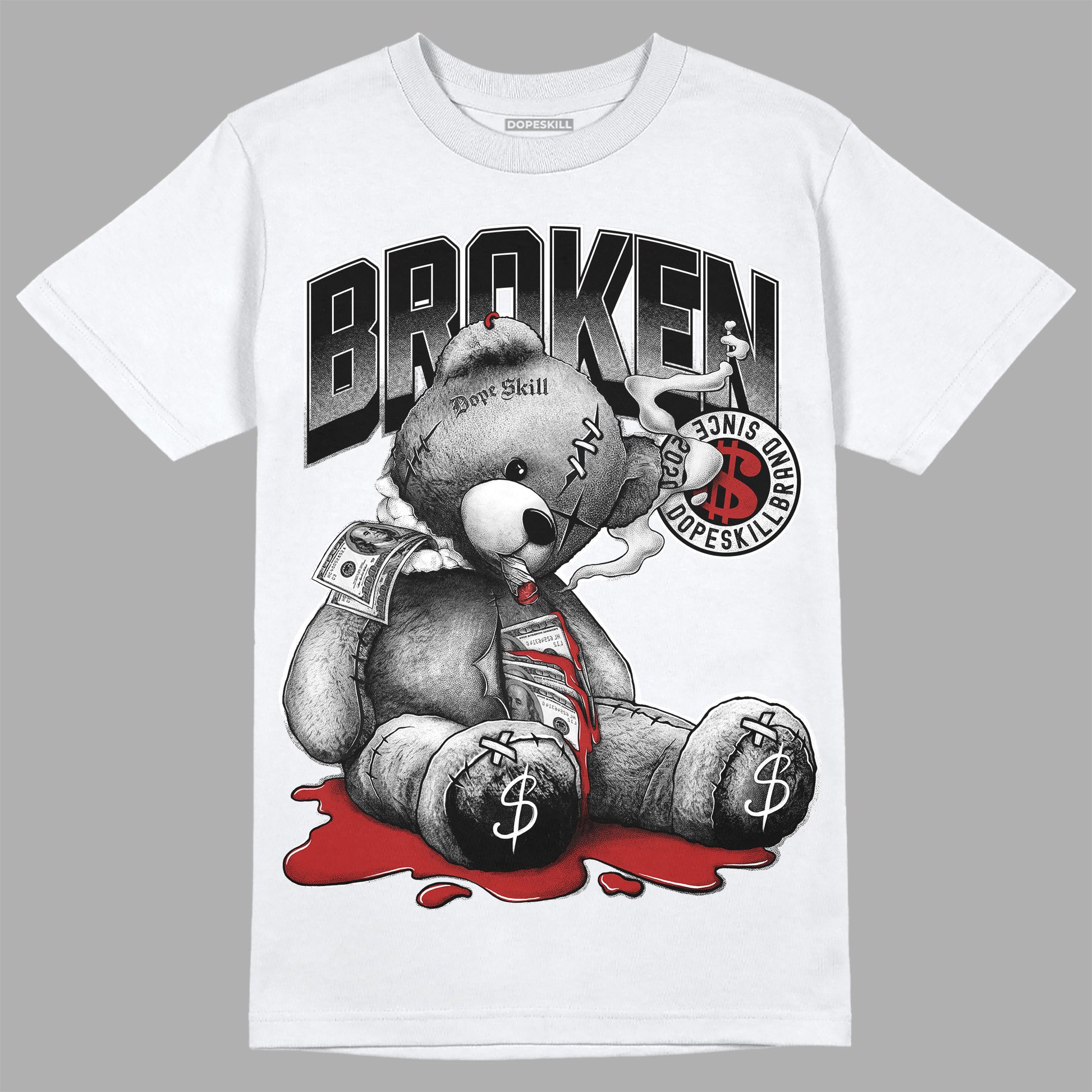 Jordan 14 "Black/White" DopeSkill T-Shirt Sick Bear Graphic Streetwear - White 