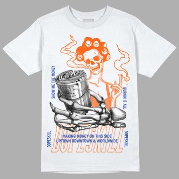 Dunk Low Futura Orange Blaze DopeSkill T-Shirt Show Me The Money Graphic Streetwear - White