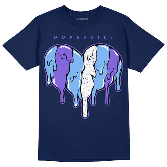 Jordan 5 SE “Georgetown” DopeSkill Midnight Navy T-Shirt Slime Drip Heart Graphic Streetwear