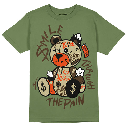 Olive Sneakers DopeSkill Olive T-shirt Smile Through The Pain Graphic Streetwear
