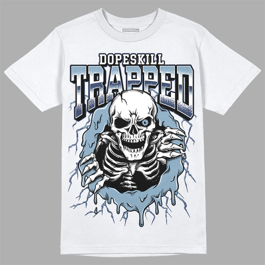 Jordan 1 Mid Diffused Blue DopeSkill T-Shirt Trapped Halloween Graphic Streetwear - White 