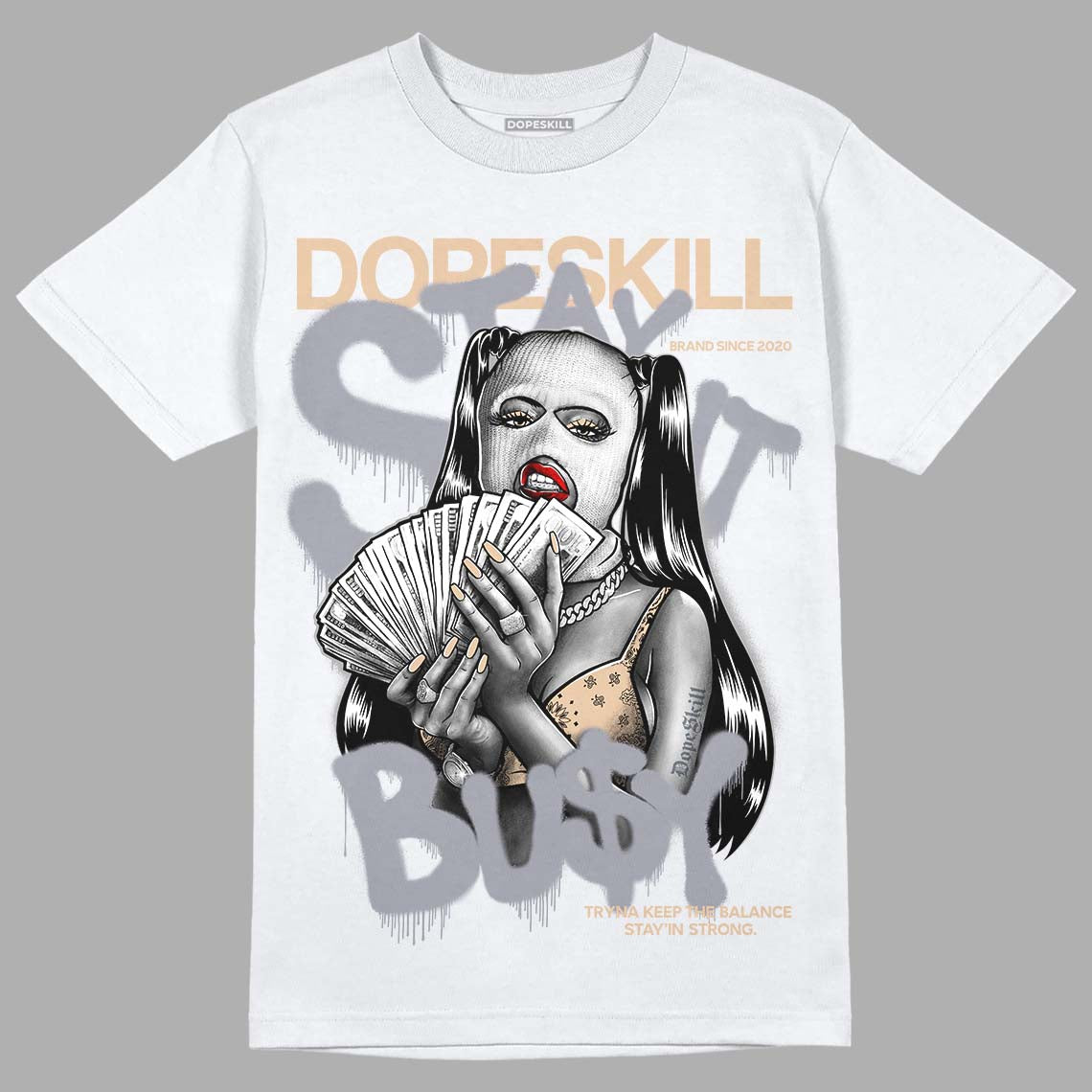 Jordan 4 Retro Frozen Moments DopeSkill T-Shirt Stay It Busy Graphic Streetwear - White 